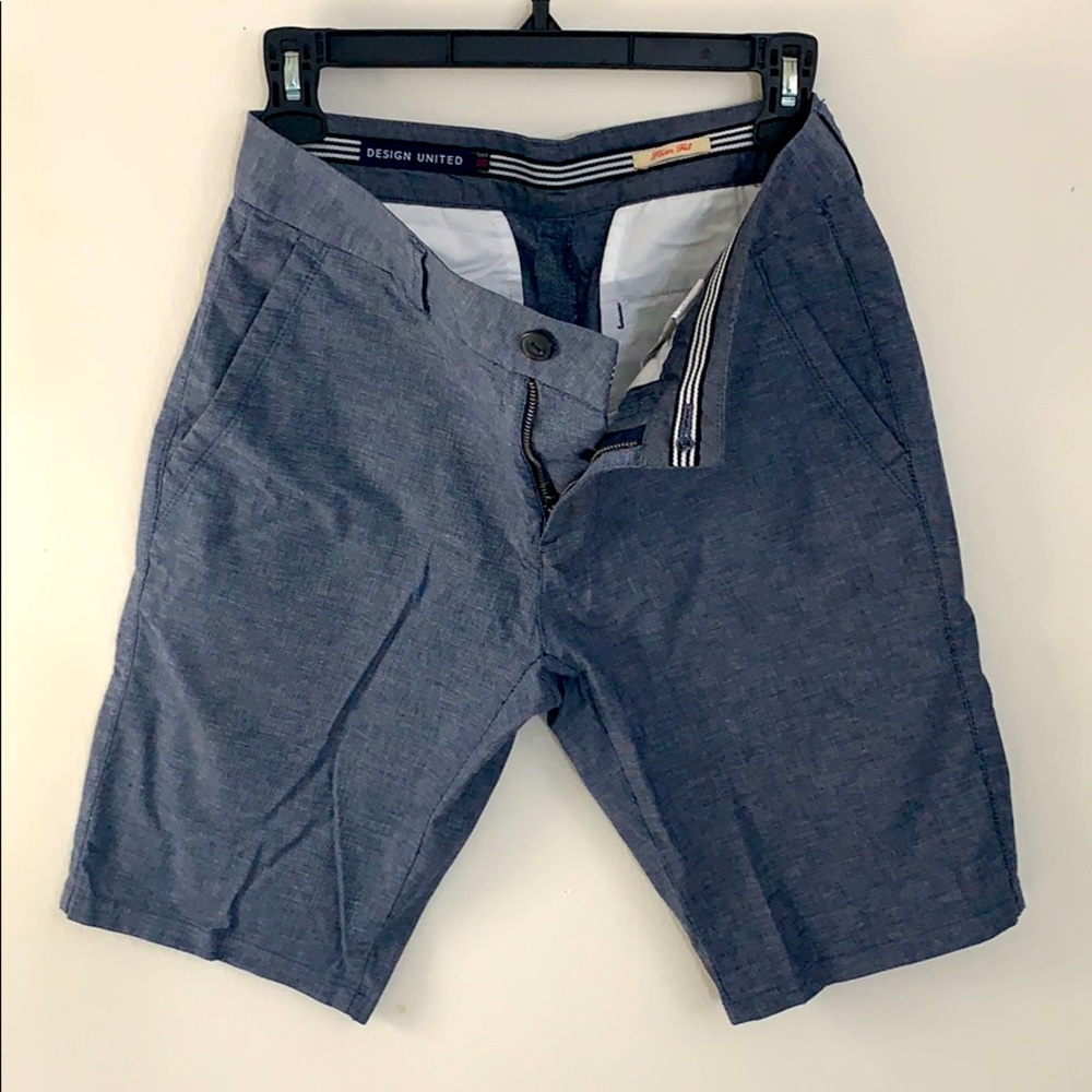 Design United Blue/Gray Slim-Fit Shorts
